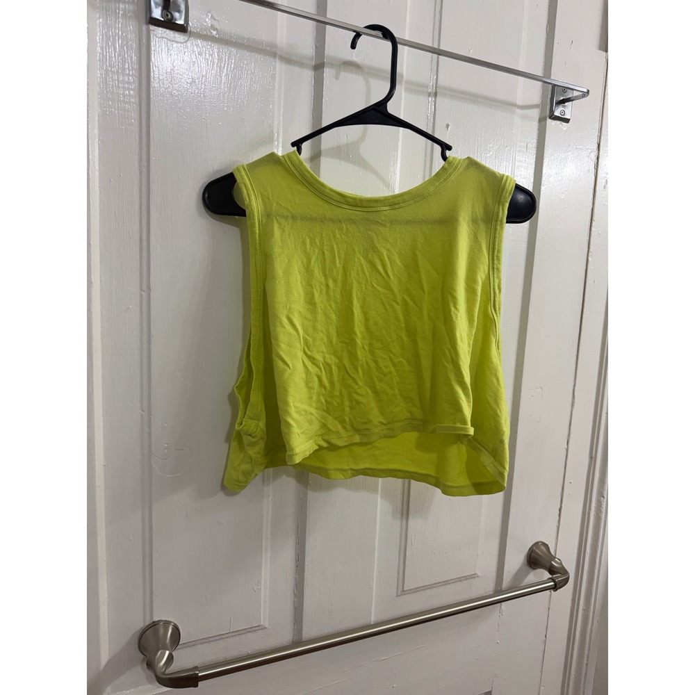 SKIMS Cotton Modal Muscle Tank Neon Yellow Crop Top Sleeveless Size Large